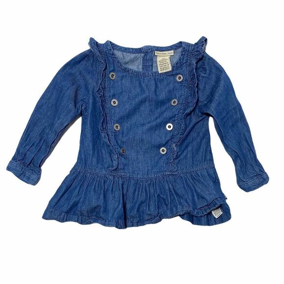 calvin Klein Denim Ruffle Shirt - Picture 1 of 3